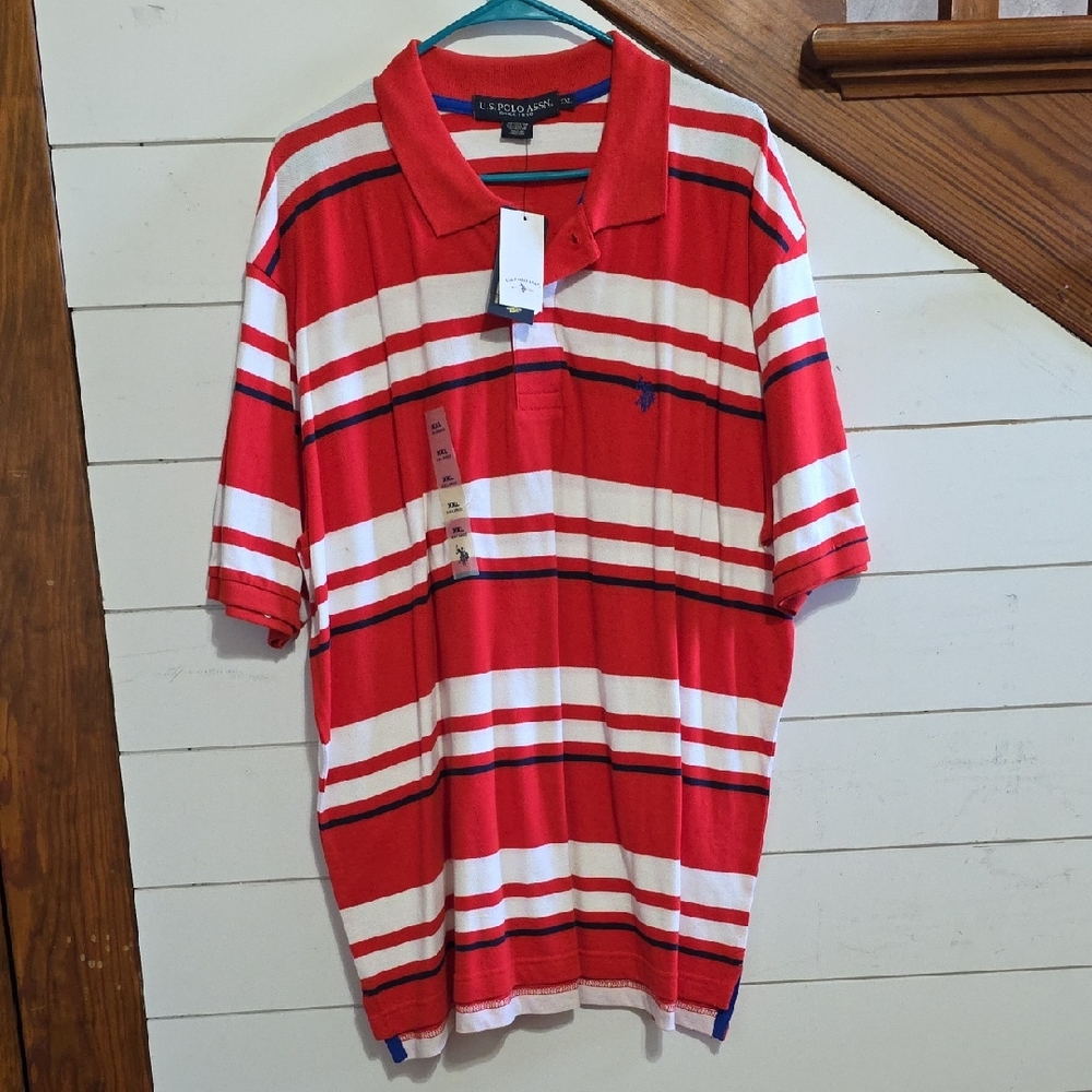 U.S. Polo Assn. Red and White Polo Shirt